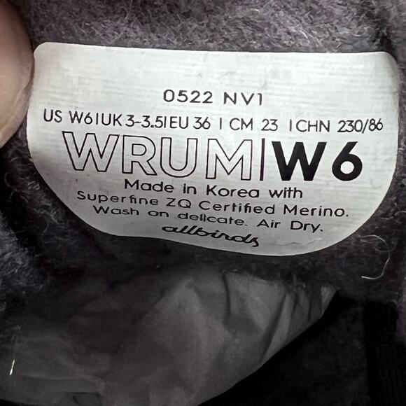 Allbirds Wool Runner-up Mizzles Water-Repellent Sneakers Medium Gray Women 6 NWB - Picture 9 of 10